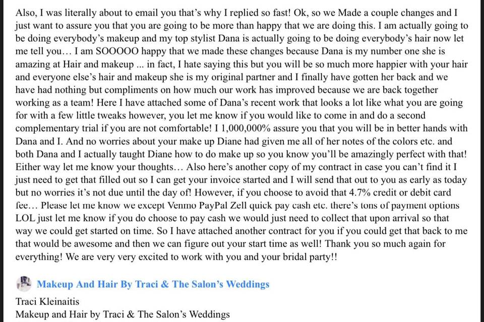 My email to Kate