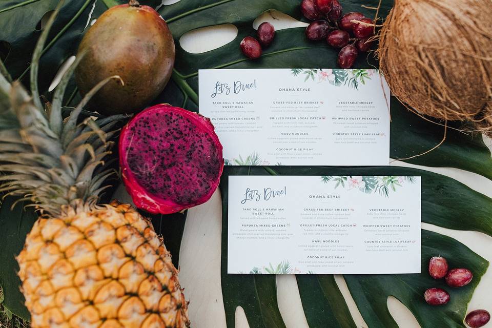 Tropical Dinner Menu