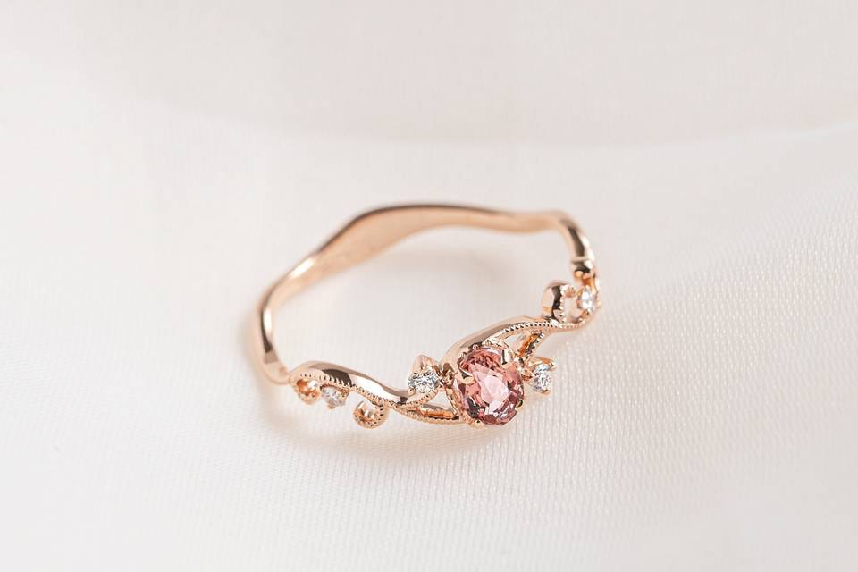 Salmon Pink Sapphire Ring