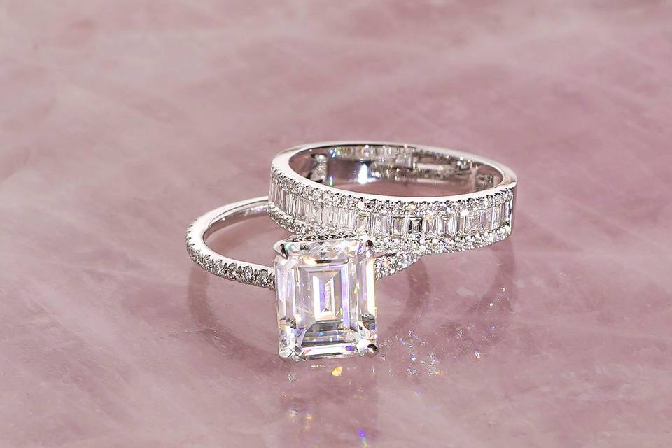 Emerald Cut Wedding Set