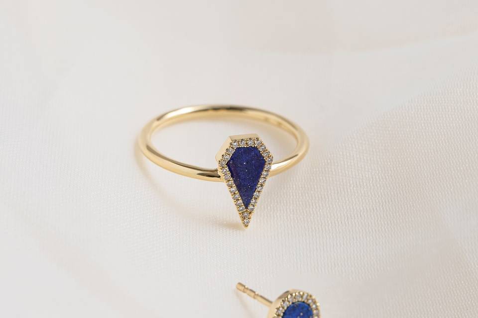 Lapis and Diamond Halo Jewelry