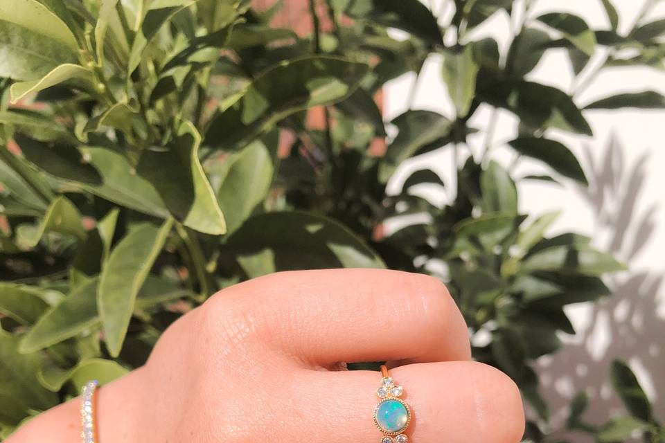 Yellow Gold Opal Bezel Ring