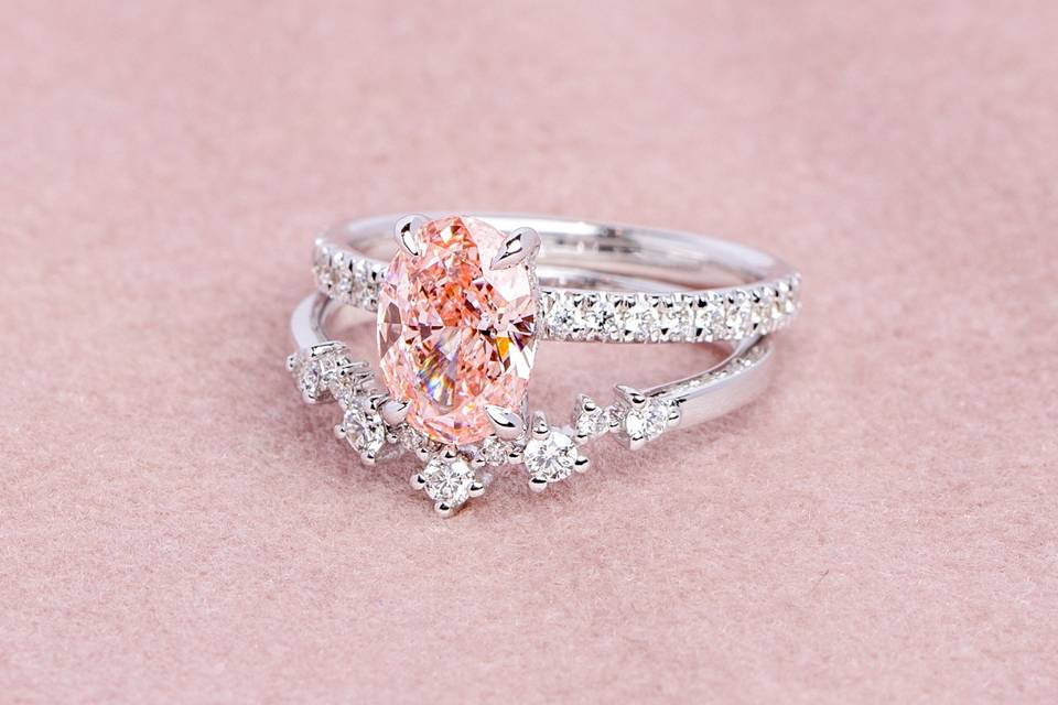 Fancy Pink Diamond Wedding Set