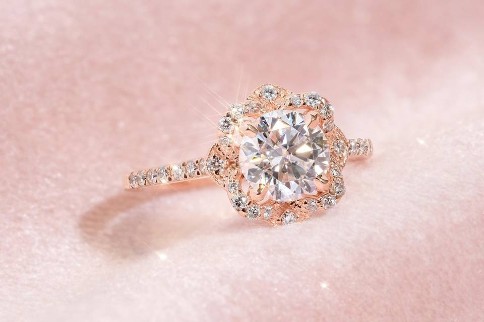 Rose Round Engagement Rings