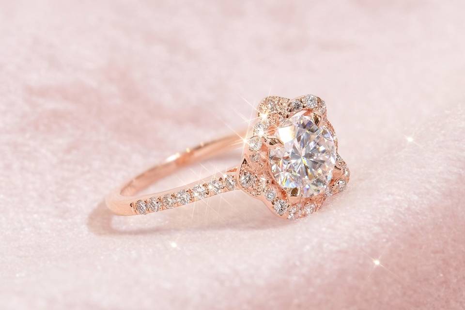 Rose Round Engagement Rings