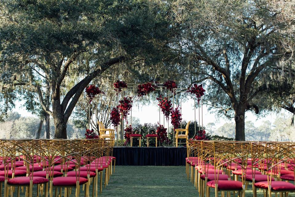 Open concept Red & Gold Mandap