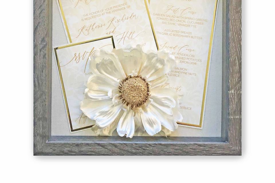 Gold wedding invitation with foil treatment