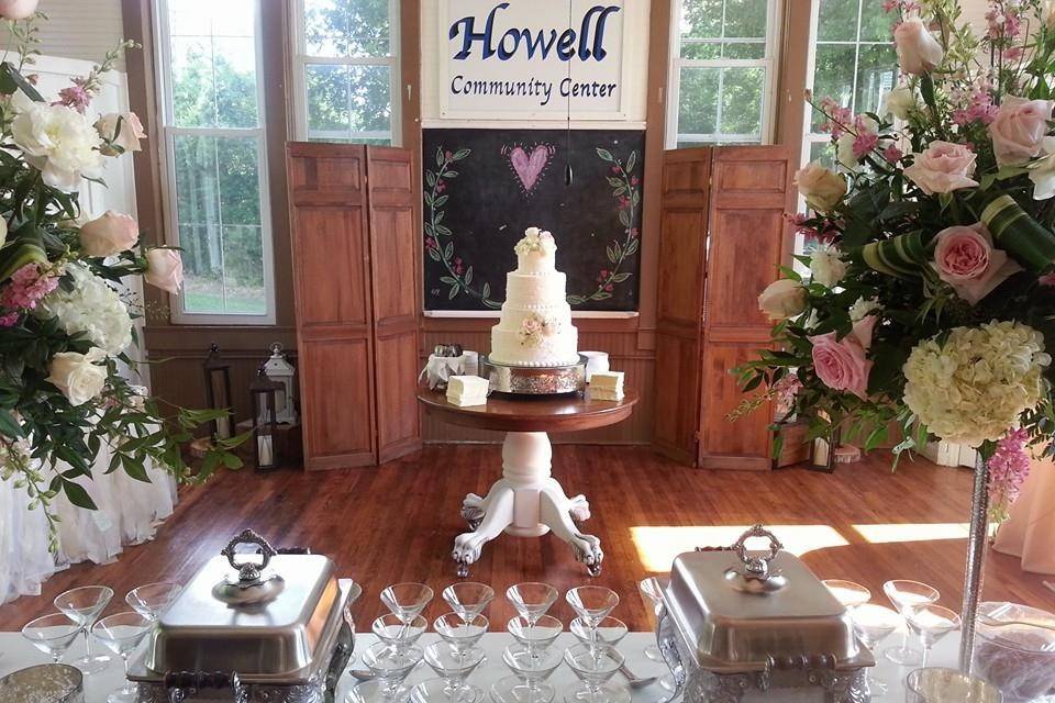 This was an early summer reception held at one of our favorite sites...   a historic school house in Fayetteville, TN.  This bride wanted a mix of vintage and glam.  We put together the look she wanted with vintage silver, crystal, hand-forged iron, and lots of creativity.  It was fabulous!