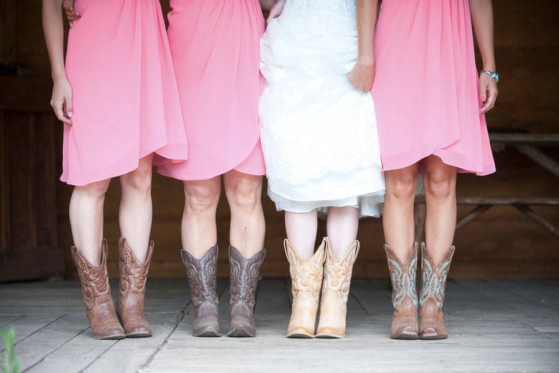 Bride with bridesmaids