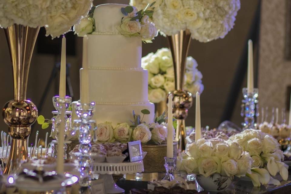 Tall white centerpiece