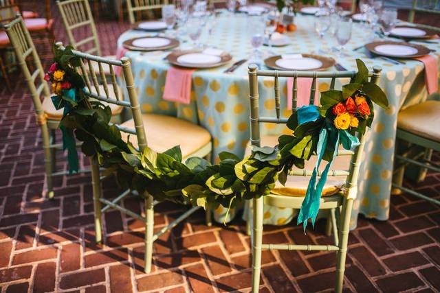 Garland on the chairs