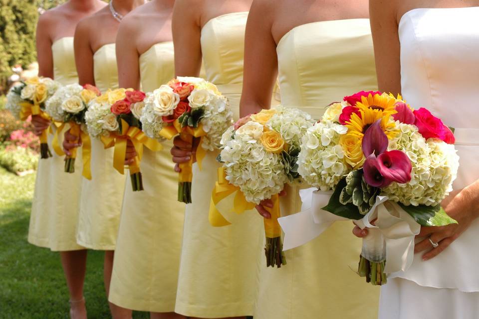 Bridal party's bouquets