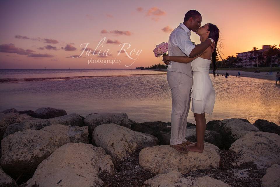 Key West beach wedding , renewal vows in Key West, Key West elopement, Key West photographer. Julia Roy Photography