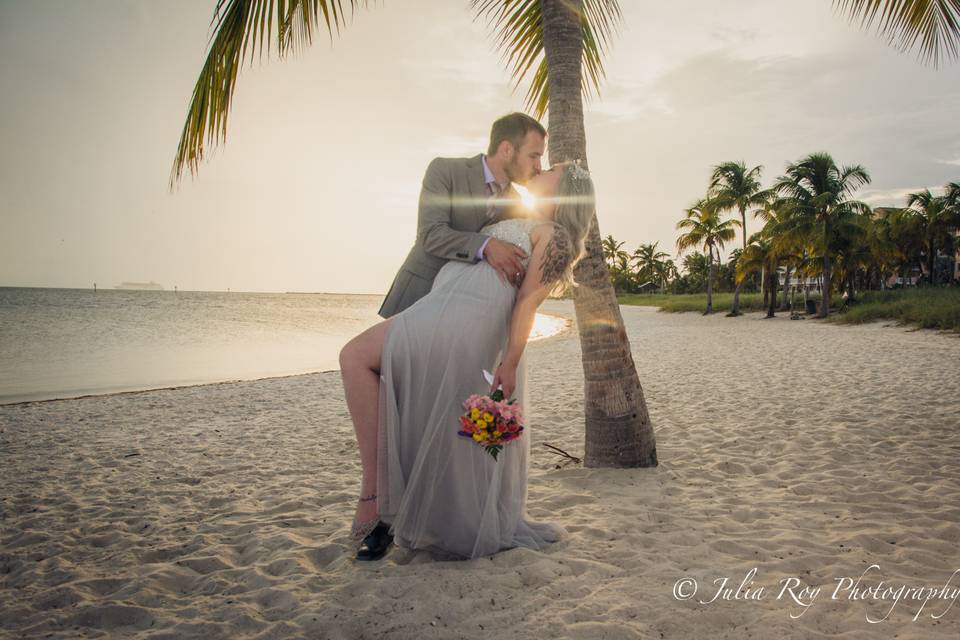 Key West beach wedding , renewal vows in Key West, Key West elopement, Key West photographer. Julia Roy Photography