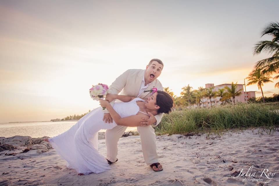 Key West beach wedding , renewal vows in Key West, Key West elopement, Key West photographer. Julia Roy Photography