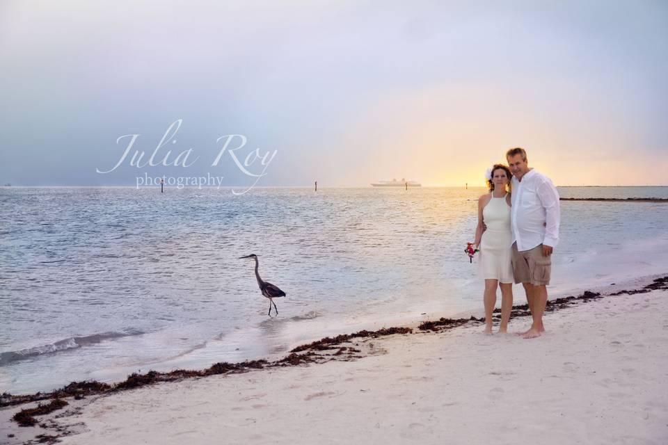 Key West beach wedding , renewal vows in Key West, Key West elopement, Key West photographer. Julia Roy Photography