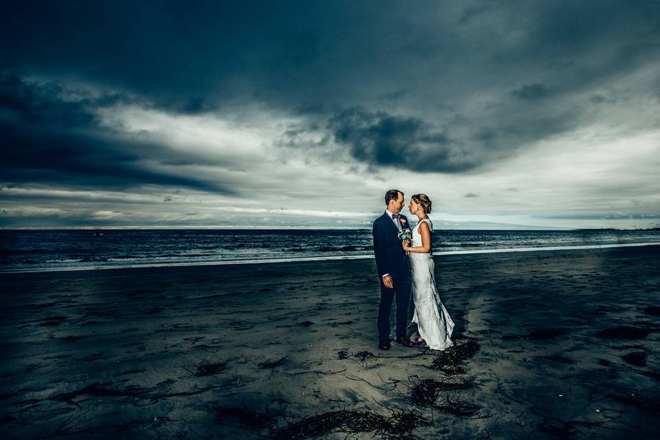 Bride and Groom in the snow