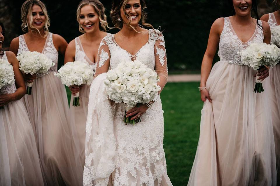 Bride with bridesmaids