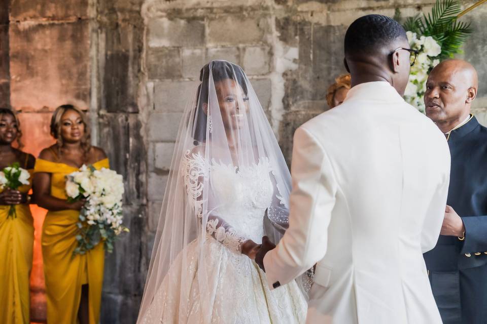 Bride and groom at ceremony