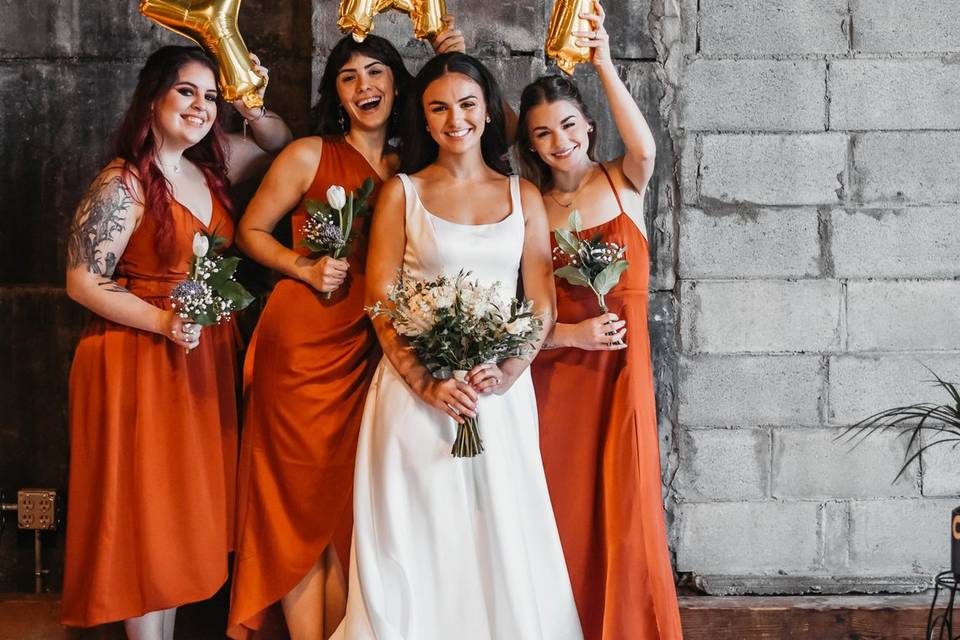 Bride with bridesmaids yay