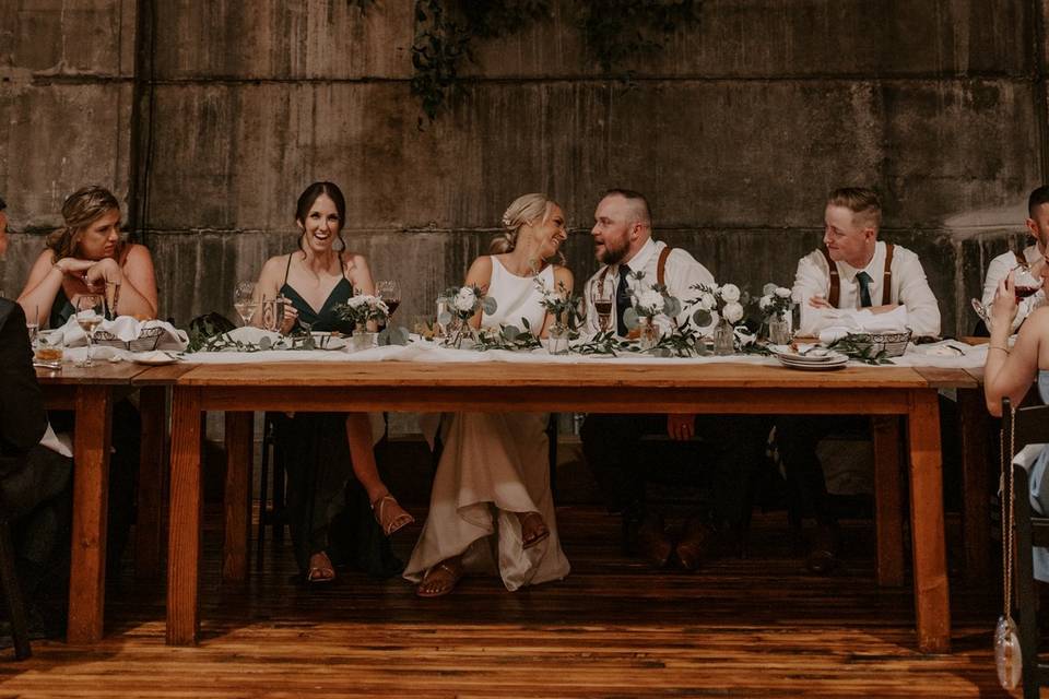 Bride and groom head table