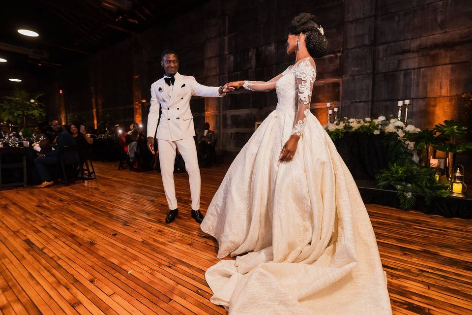 Bride and groom first dance