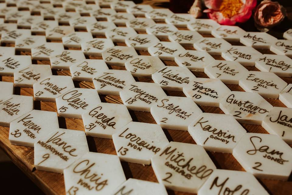 Marble escort cards