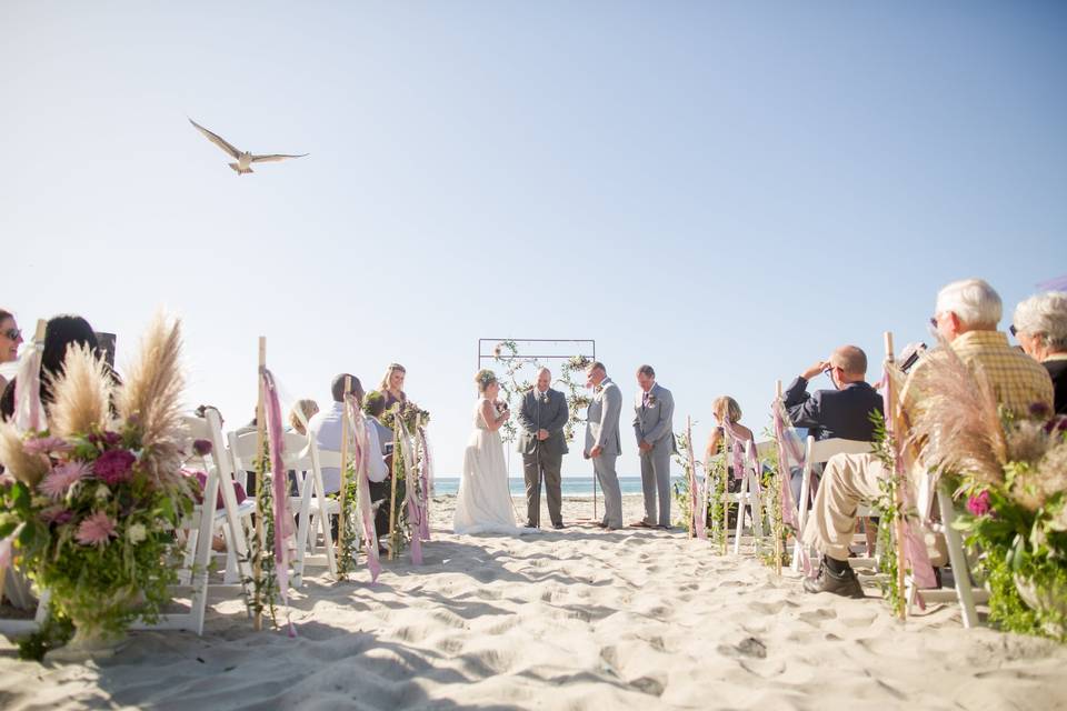 Beach wedding ceremony