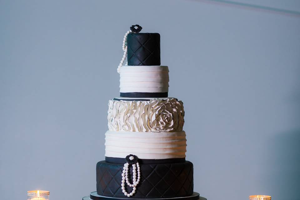 Multiple layered wedding cake
