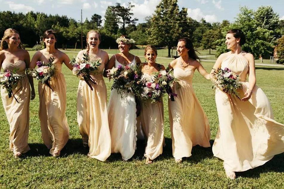 The bride with her bridesmaids