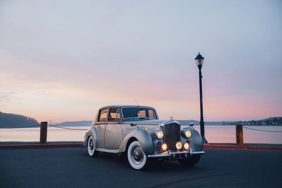 Vintage car at sunset