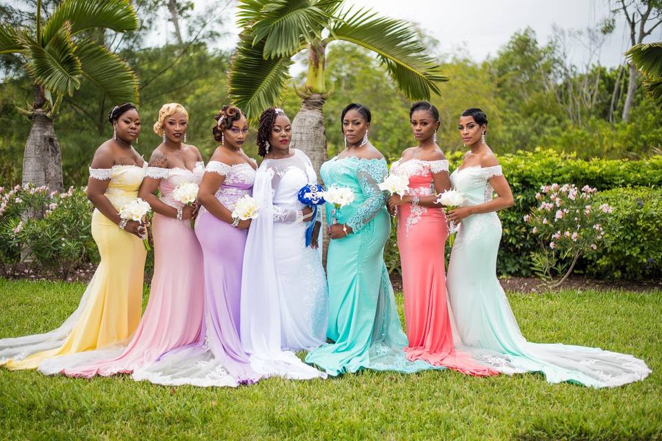 Colorful wedding party