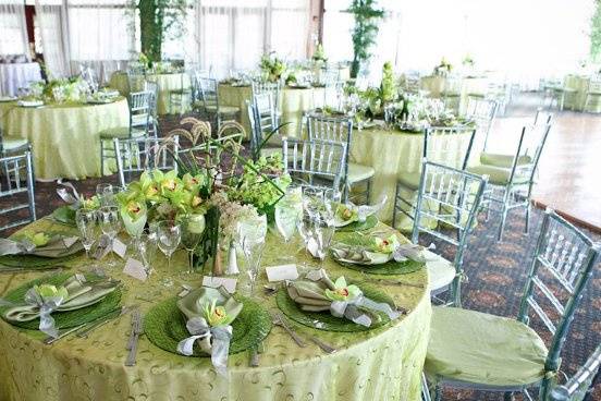 Table setting and green decor