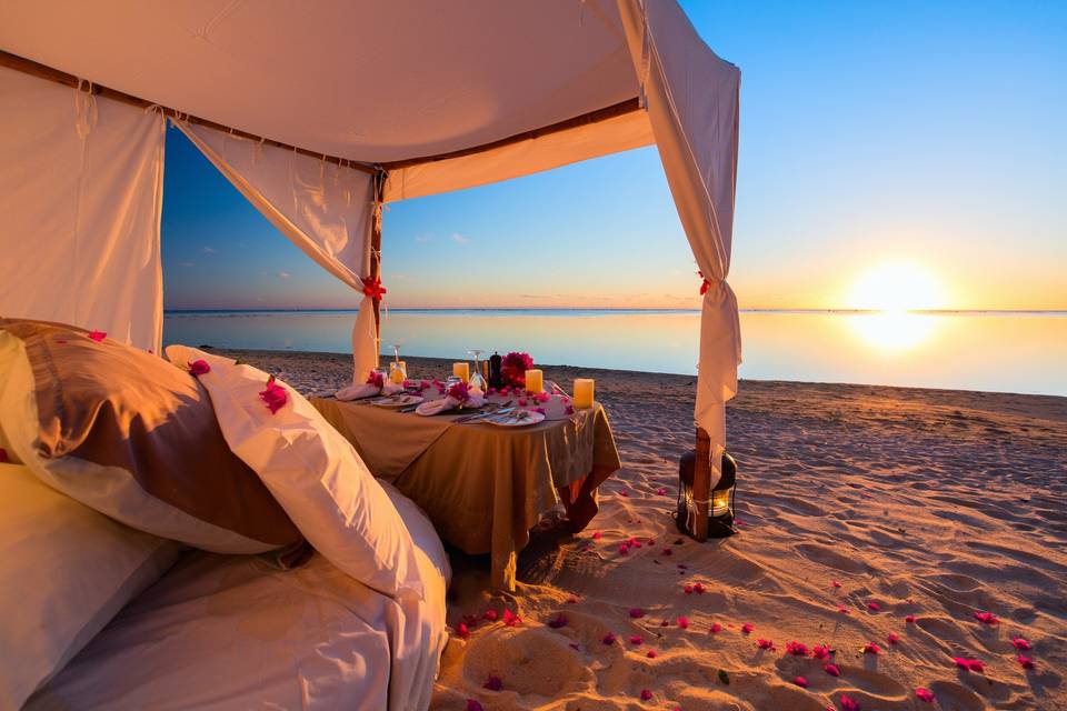 Romantic dinner on beach