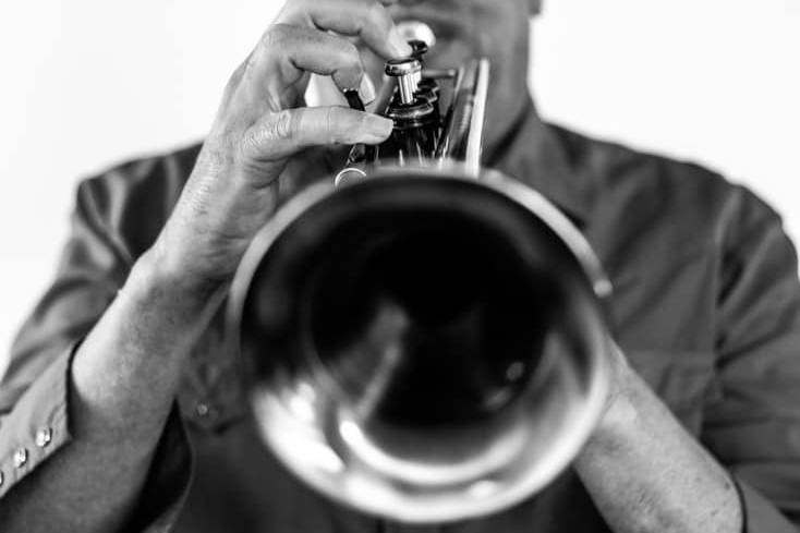 Playing the trumpet