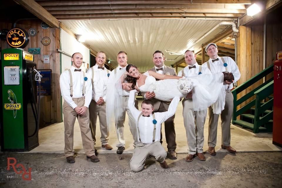 The couple with the groomsmen