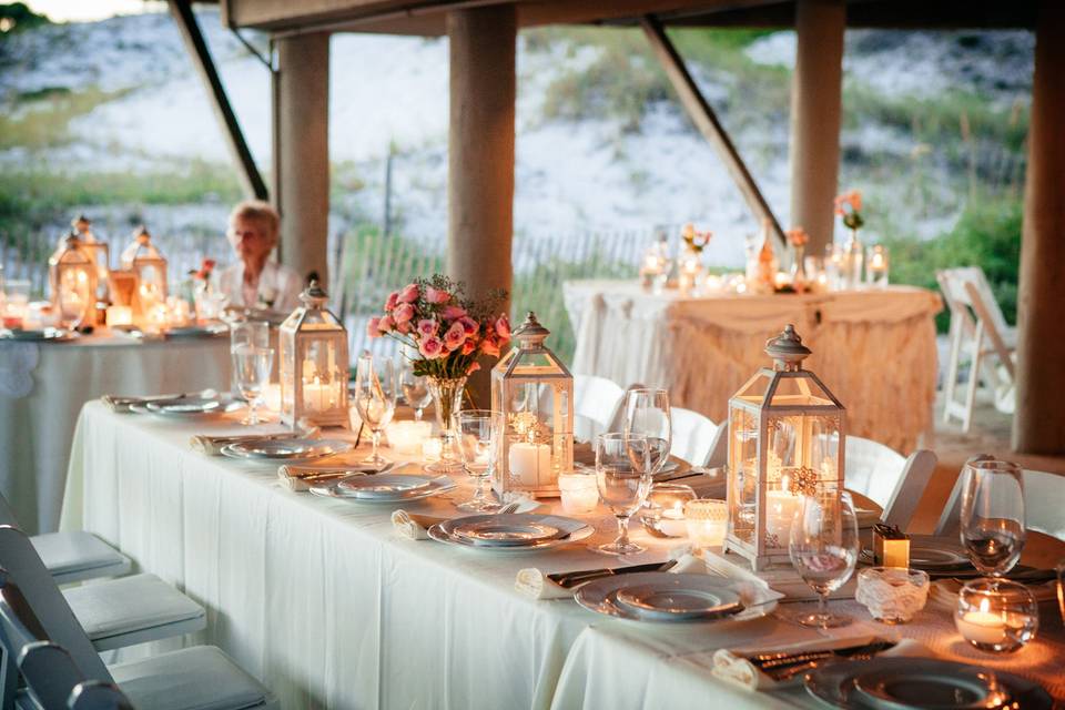 Table setup with centerpiece