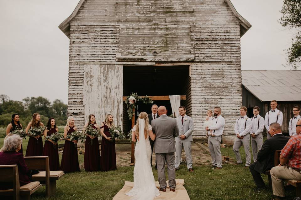 Barn wedding with arch