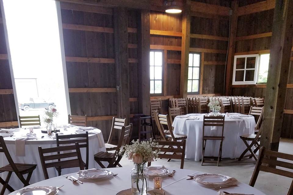 Simple blush table with bottle