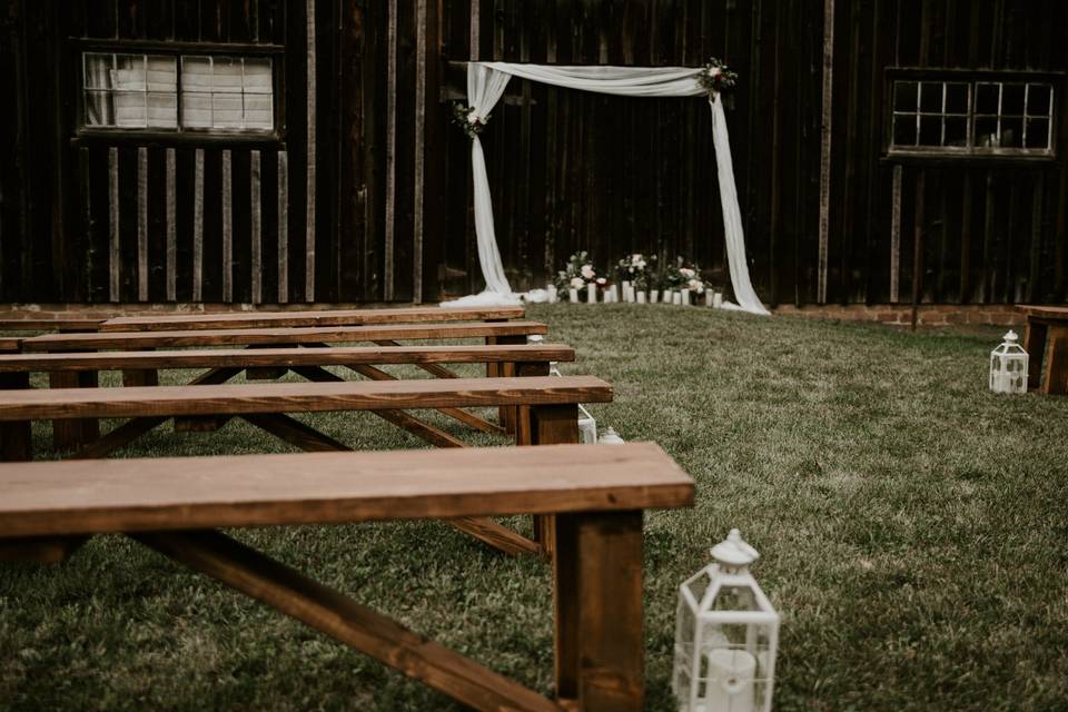 Benches at barn