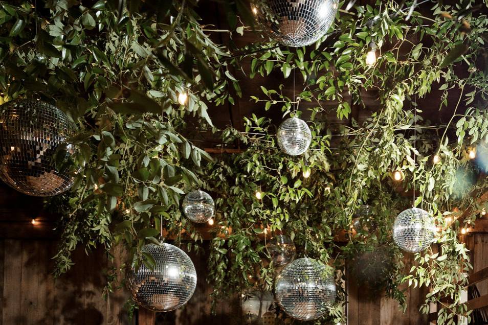 Disco Ball Greenery Install