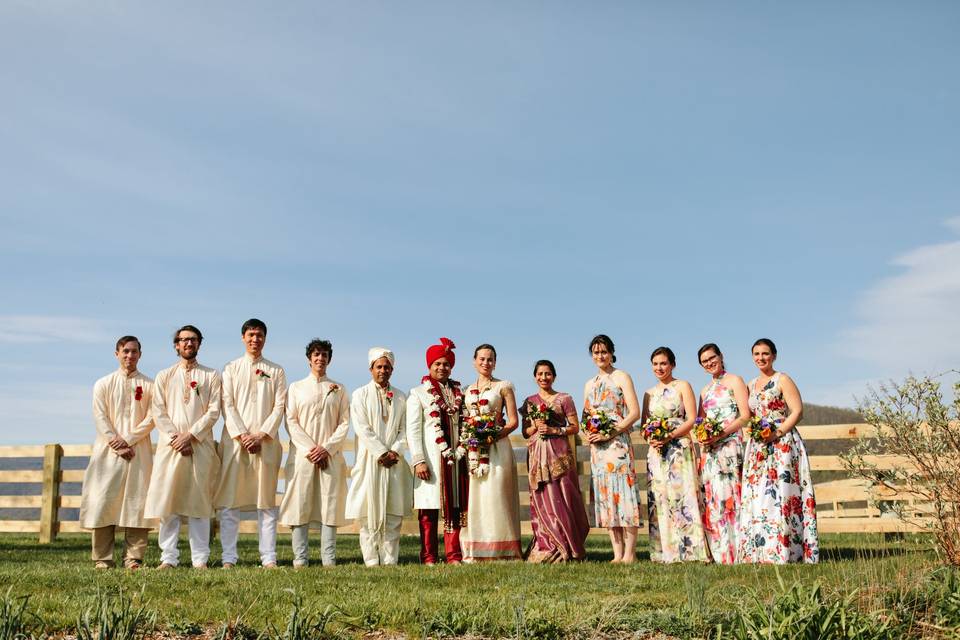 M+B and their wedding party