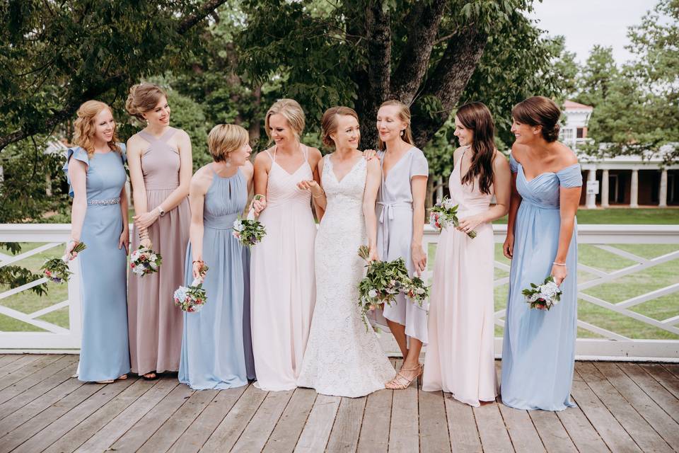 M with her bridesmaids