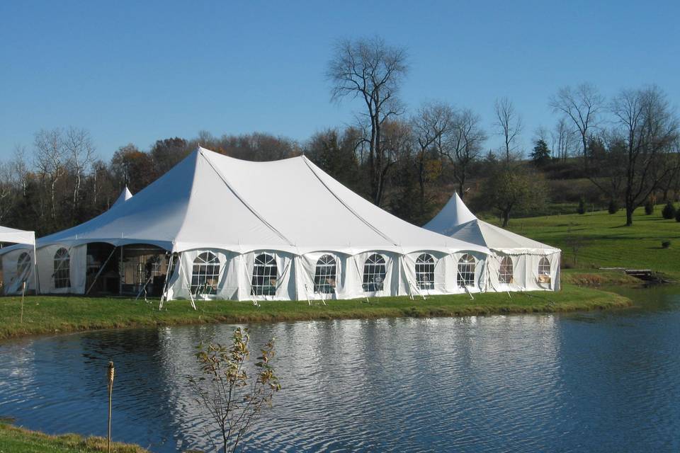 Reception tent by the water