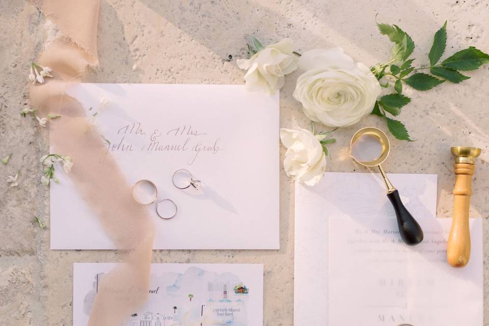 Invitation and florals