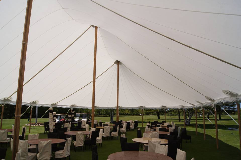 Sailcloth with mahogany poles