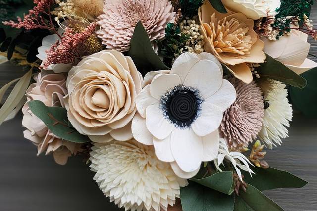Neutral color wood flowers