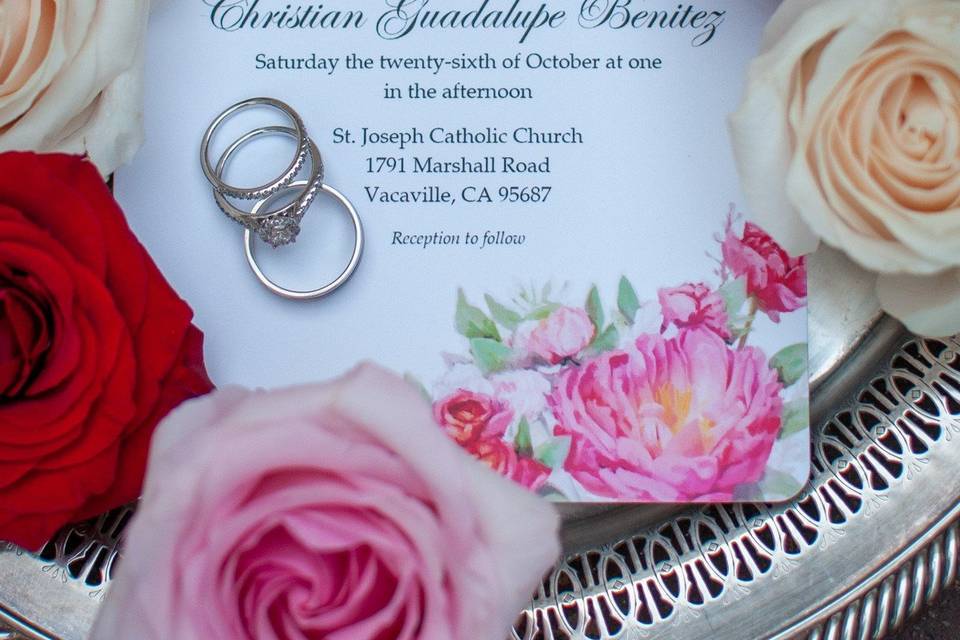 Wedding invitation & rings