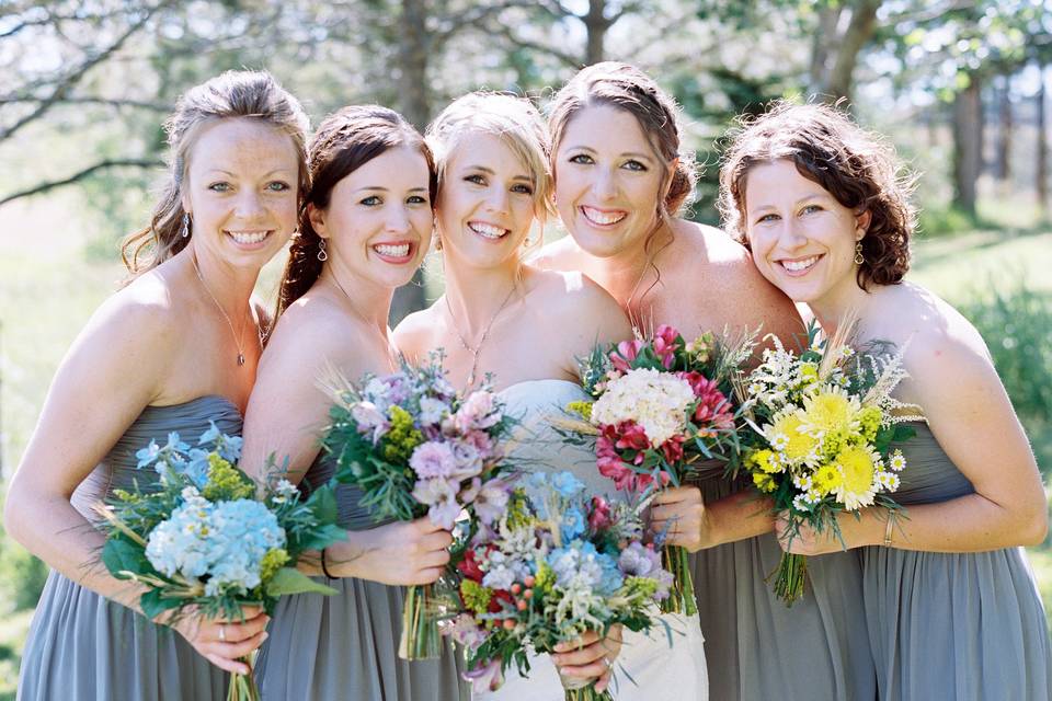 The bride and the bridesmaids