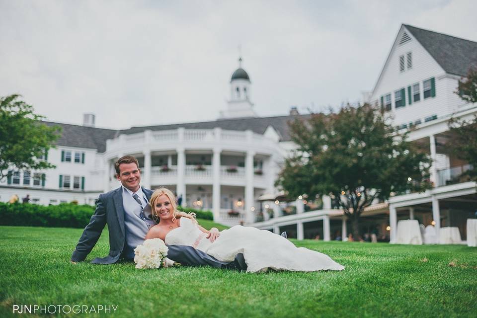 Newlyweds on the grass